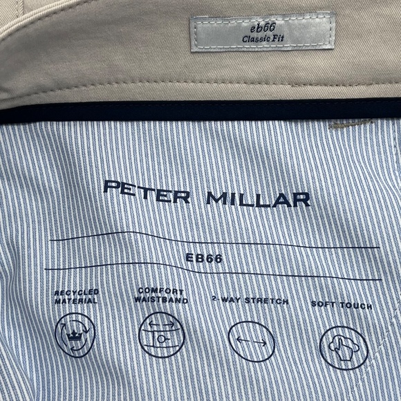 Peter Millar EB66 Mens 36x32 Chino Pants Khaki Beige Classic Fit 2-Way Stretch - Picture 6 of 14